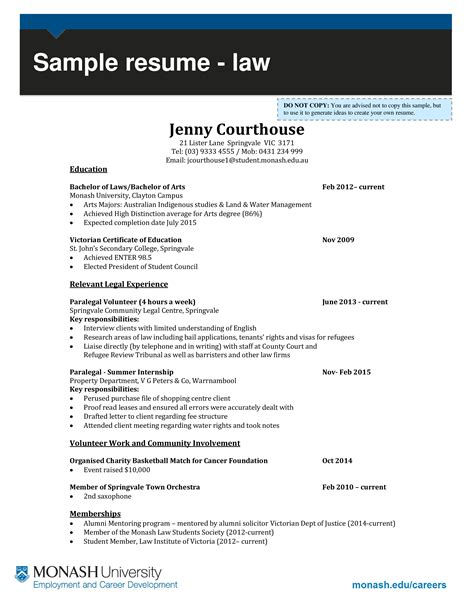 Law Internship Curriculum Vitae Templates At