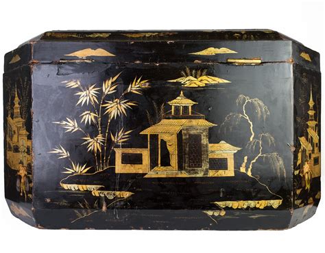 Antique Chinese Export Lacquer Storage Box Chinese Black Lacquerware