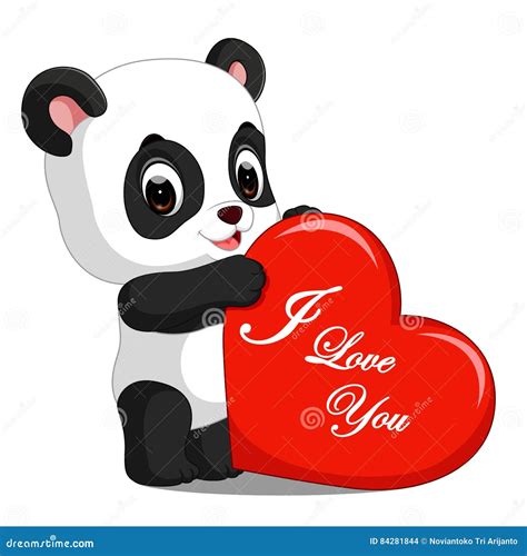 Panda Cartoon With Love Stock Vector Illustration Of Cute 84281844