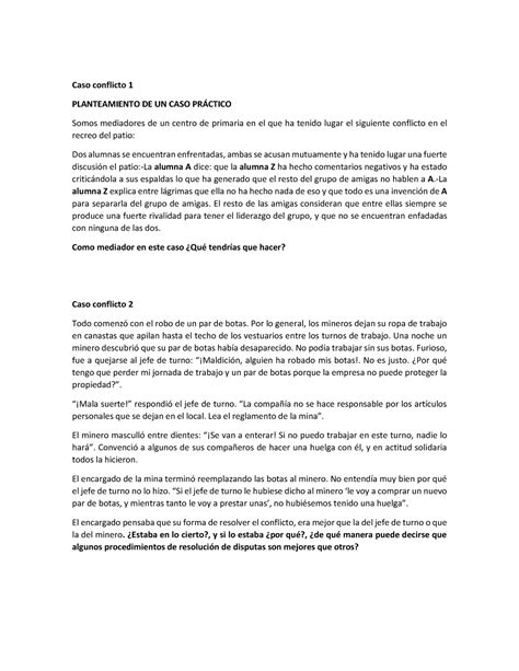 Casos Conflicto Nada Caso Conflicto Planteamiento De Un Caso Pr