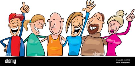 Cartoon vector illustration of group of happy people Stock Vector Image ...