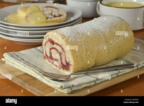 Jam roly poly pudding Stock Photo - Alamy