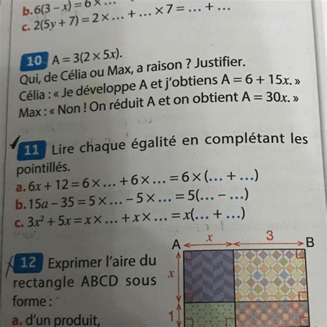 Lire chaque égalité en complétant les pointillés Bonsoir je nai pas