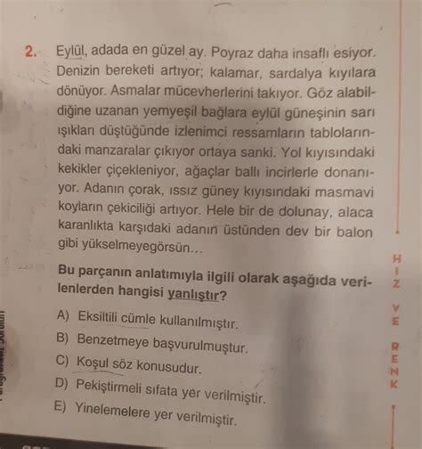 paragraf Cevap E diğer şıkları bulurmusunuz Eodev