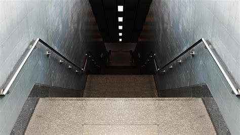 Looking Down Passageway Stairs To Subway Station Stock Photo