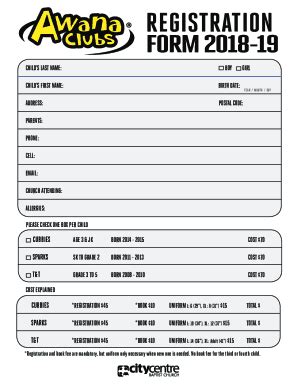 Fillable Online 2018 Awana Registration Form Indd Fax Email Print