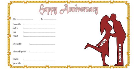 anniversary certificate template   templates