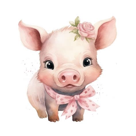 Premium AI Image There Is A Pig With A Pink Bow And A Rose On Its