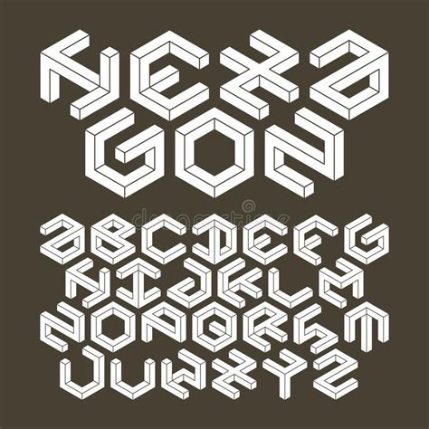 Hexagon Alphabet Made Of Impossible Shapes Royalty Free Illustration