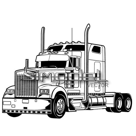 Semi Truck Kenworth Svg Eps Png  Dxf Ai Shadow Outline Files