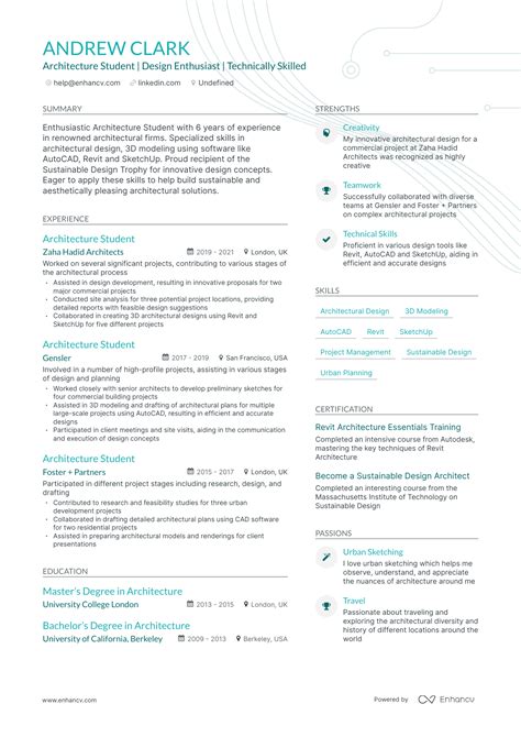 5 Architecture Student Resume Examples And Guide For 2024