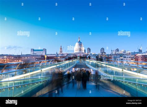 St Paul S Cathedral And Millenium Bridge London England Uk Europe Stock