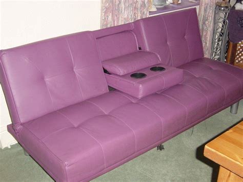 Purple Faux Leather Bed Settee Sofa Bed | in Ammanford, Carmarthenshire | Gumtree