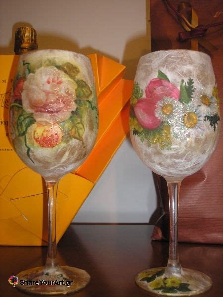 Decoupage Glasses Stella Κατασκευές Κεριά Ντεκουπάζ