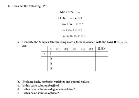 Solved 1 Consider The Following Lp Minz 2x1 X2 S T