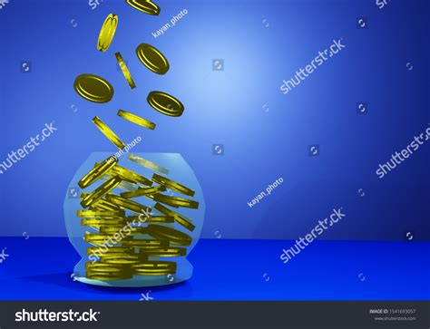 3d Many Gold Coins Dropping Into Stock Illustration 1541693057