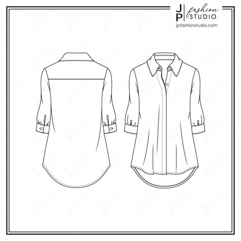 Women Blouse Sketch Shirt Fashion Flat Sketch Fashion Technical Dr