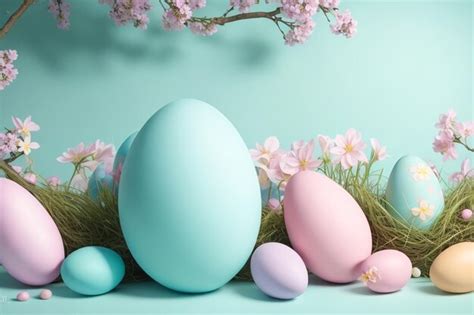 Premium AI Image | Pastel Color Easter Egg Indoor Background