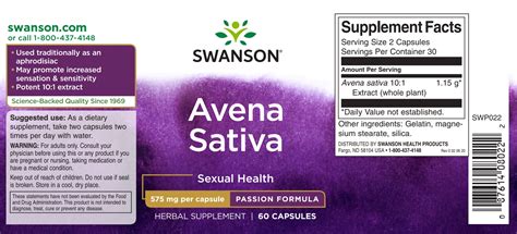 Avena Sativa For Maximum Potency In Men Swanson Health Products Europe