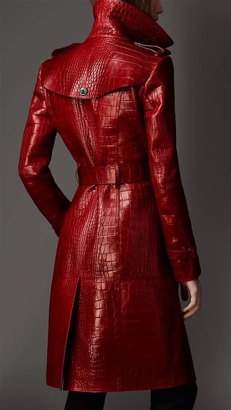 Red Leather Jacket Leather Dress Coat Leather Trench Coat Fashion