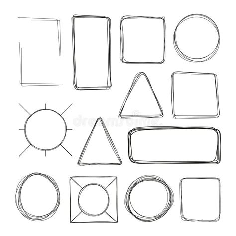 Formas Geométricas Dibujadas a Mano Boceto De Arte En Línea De Dibujos