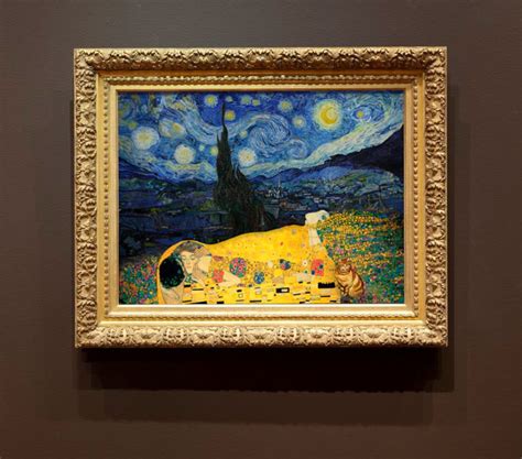 vincent van goghs  starry night print  kiss gustav klimt