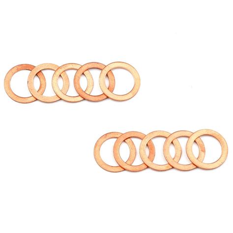 Pcs Mm Flat Ring Seal Kit Copper Washer Solid Gasket Sump Plug