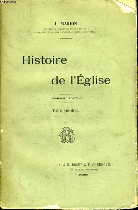 Histoire De L Eglise Tome Par L Marion Bon Couverture Souple