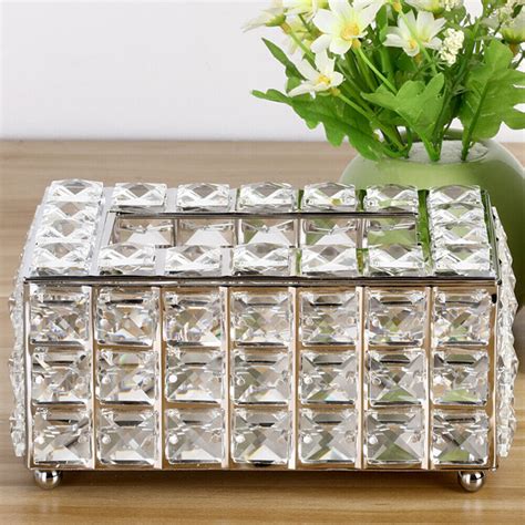 European Style Square Crystal Tissue Box Home Bar KTV Table Decor