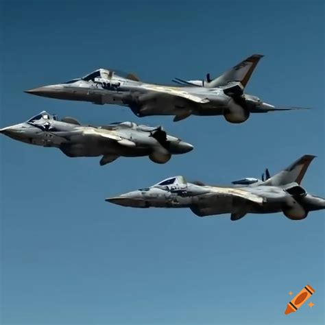 Fighter jets flying in a formation, hyperrealistic, photorealistic ...