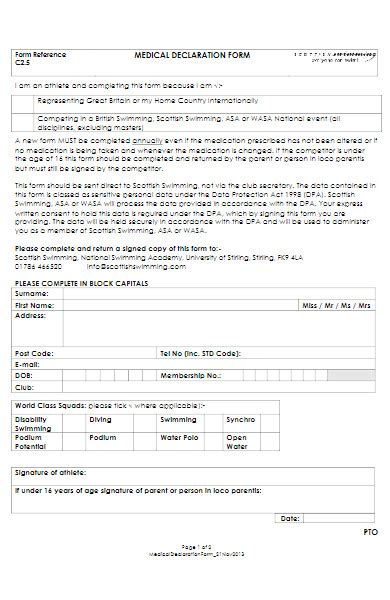 Free 50 Medical Declaration Forms Download How To Create Guide Tips