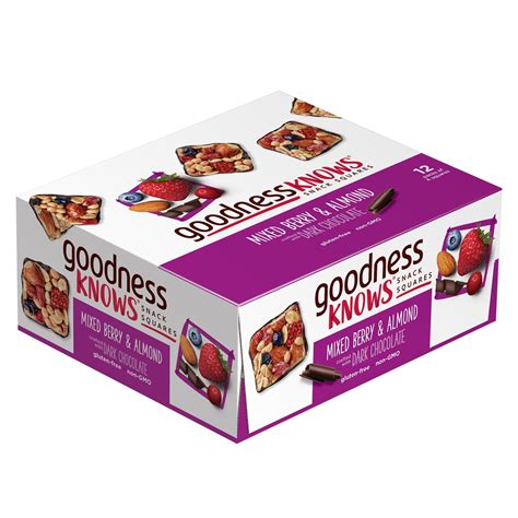 Goodnessknows Mixed Berries Almond And Dark Chocolate Snack Square Bars