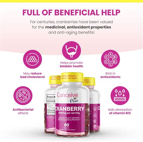 Buy Conceive Plus Fertility Supplement For Women 60 Caps And Cranberry Gummy Vitamin Supplement 60