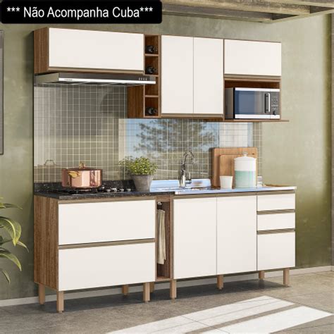 Cozinha Modulada Completa Cm Pe As Mdf Kali Carvalho R Stico