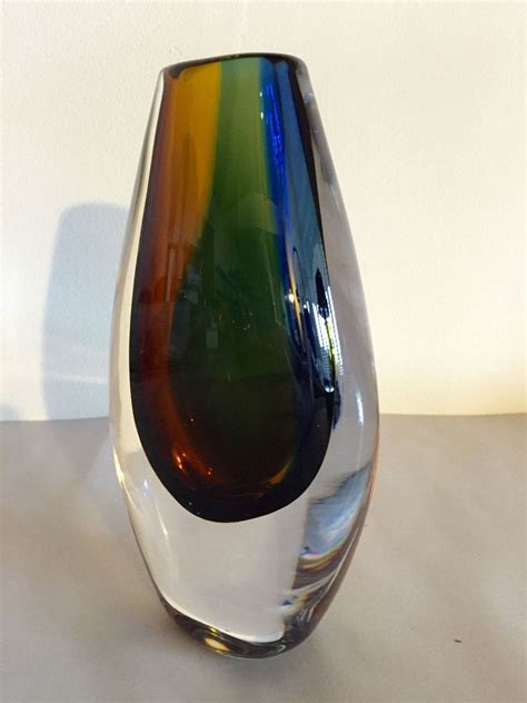 VTG Vicke Lindstrand Kosta Boda Sommerso Glass Vase Three Etsy