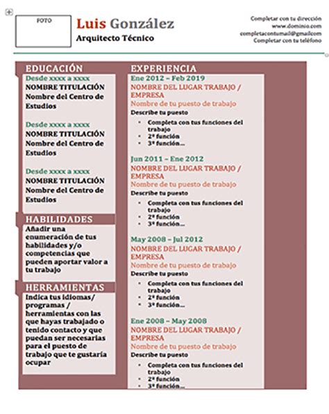 Plantilla De Currículum Funcional