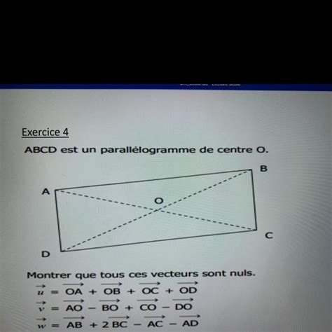 Bonjour Bonsoir Jai Un Exercice De Maths R Soudre Sur Les Vecteurs