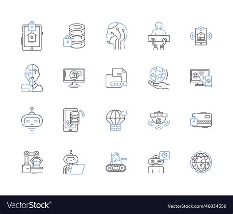 Computer Science Line Icons Collection Algorithm Vector Image