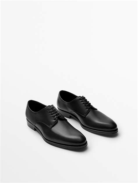 Massimo Dutti Black Leather Derby Shoes Big Apple Buddy