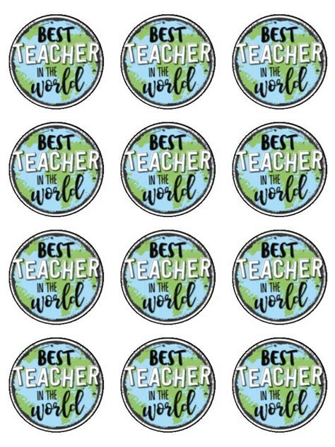 Best Teacher In The World Edible Printed Cupcake Toppers Icing Sheet O