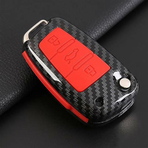 Carbon Fiber Car Key Cover Chain Remote Flip Fob For Audi A A Q Q