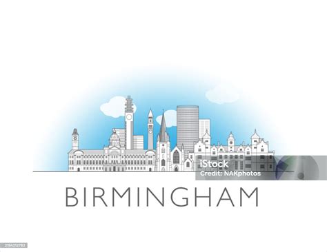 Birmingham Skyline Cityscape Illustration Skyline Drawing Stock ...