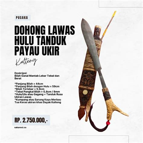 Jual Ori Dohong Duhung Asli Kalimantan Lawas Dayak Gagang Ukir Antik