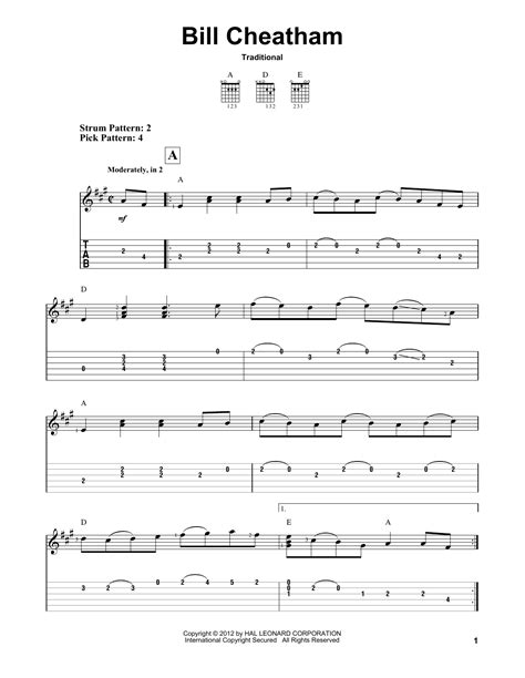 Bill Cheatham By Traditional Easy Guitar Tab Guitar Instructor