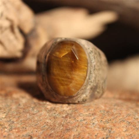 Sterling Mexico Large Tigers Eye Ring Mens Ring Heavy Grams Size