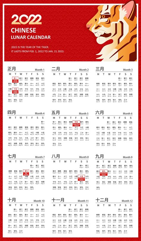 Printable Chinese Calendar 2022