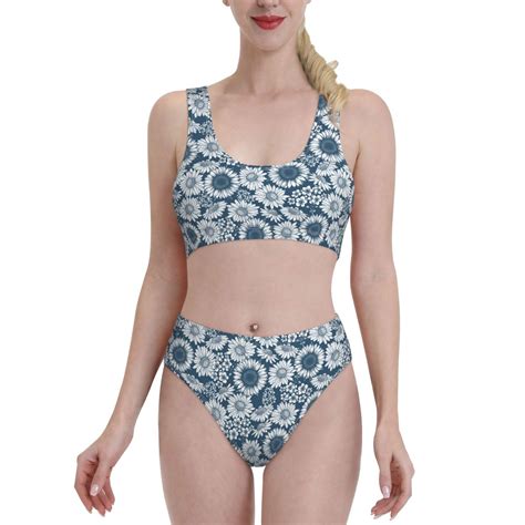 Jgfou Sunflowers Print Women S Bikini Set Two Piece Sports Swimwear