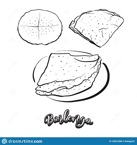 Bosquejo Dibujado Mano Del Pan De Borlengo Ilustración Del Vector