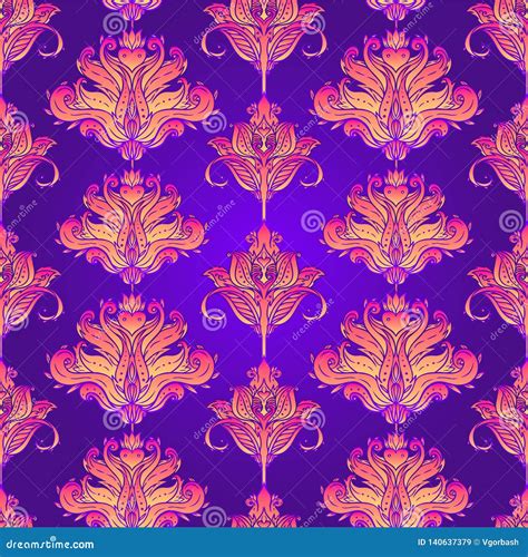 Floral Paisley Inspired Indian Vector Colorful Ornate Seamless Pattern