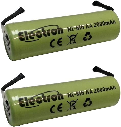 2 x Batterie Akku Ni MH AA 1 2 V 2000 mAh mit Lötfahnen Lamellen